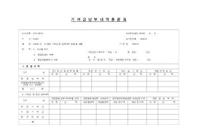 기여금납부내역총괄표 기여금납부내역총괄표